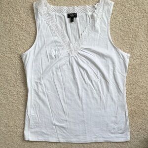 Talbots White Lace Trim Tank Top
